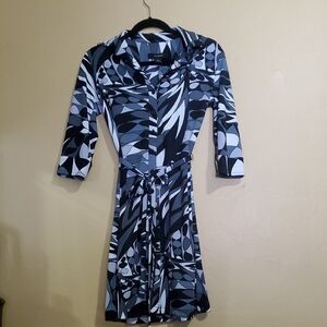 Stylish Black, Gray and White Patterned Dress